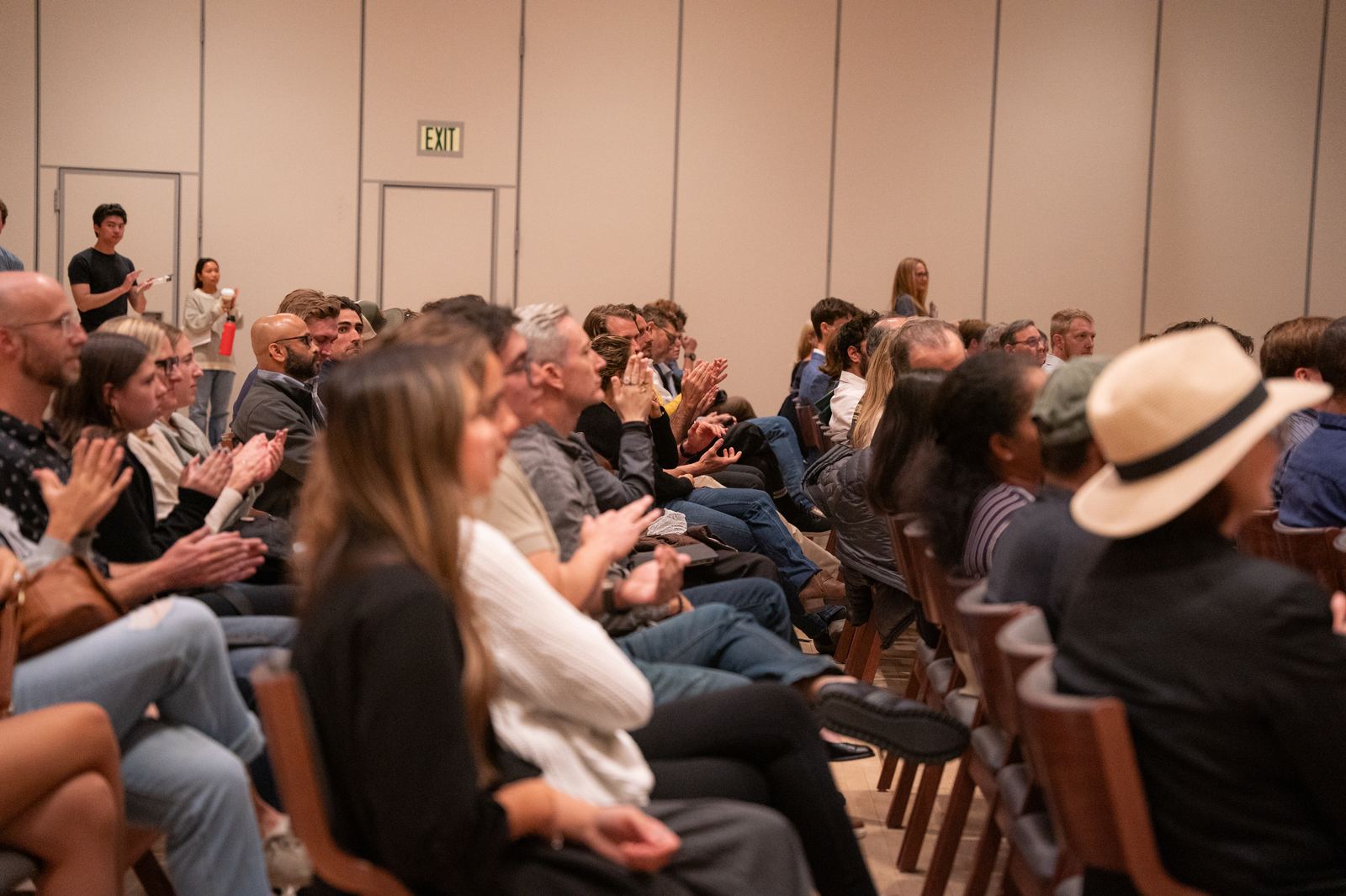 A packed, cheering audience, 2025